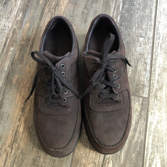 CLARKS brown leather lace-up loafer men’s size 9.5